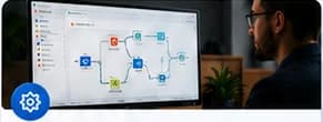 Professional supervising a digital automation workflow